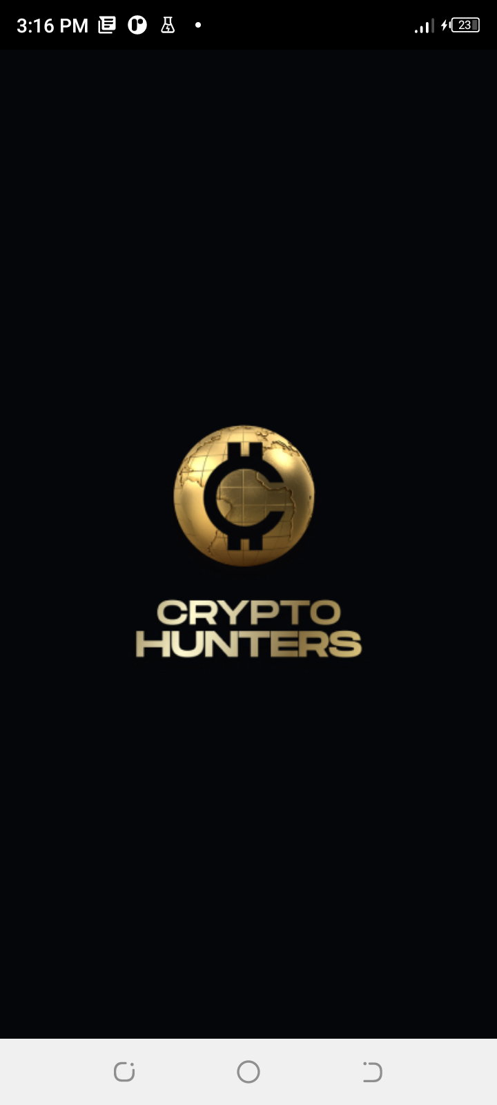 Crypto Hunters splash screen with gold logo