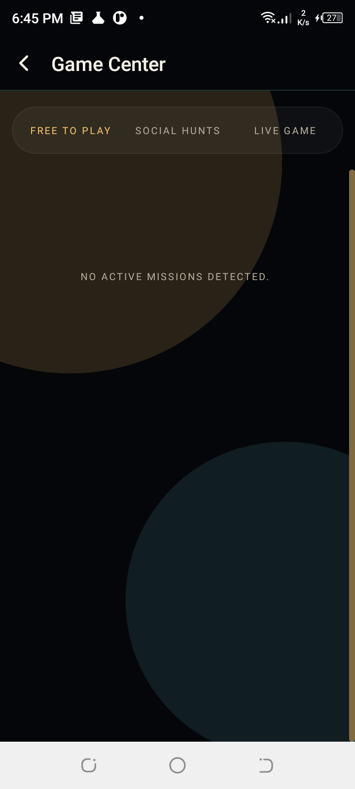 Game Center showing no active missions